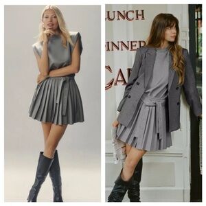 ISO Anthropologie Mare Mare Pleated Belted Grey Dress Size XXS/XS